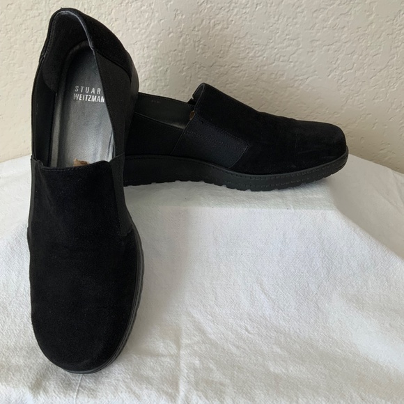 Stuart Weitzman Leather Shoes Suede Wedge Black Size 8.5 - Picture 3 of 13